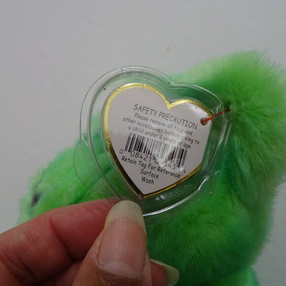 Vtg Ty Beanie Buddy Kicks Bear Soccer Green Stuffed Animal Plush Soft Toy 14" - Picture 9 of 13